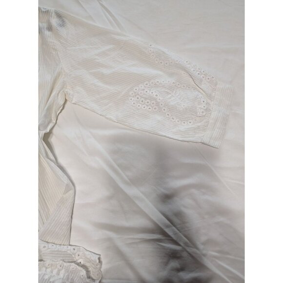 Soft Surroundings 1X White Pintuck Button Down Blouse Embroidered 3/4 Sleeves - Picture 12 of 13